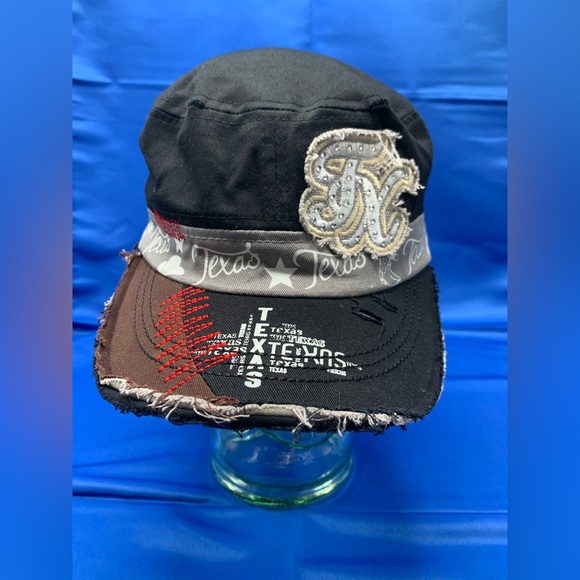 Vintage Texas Distressed Unisex Hat Revolution adjustable Faded Black & Gray HTF - Picture 2 of 7